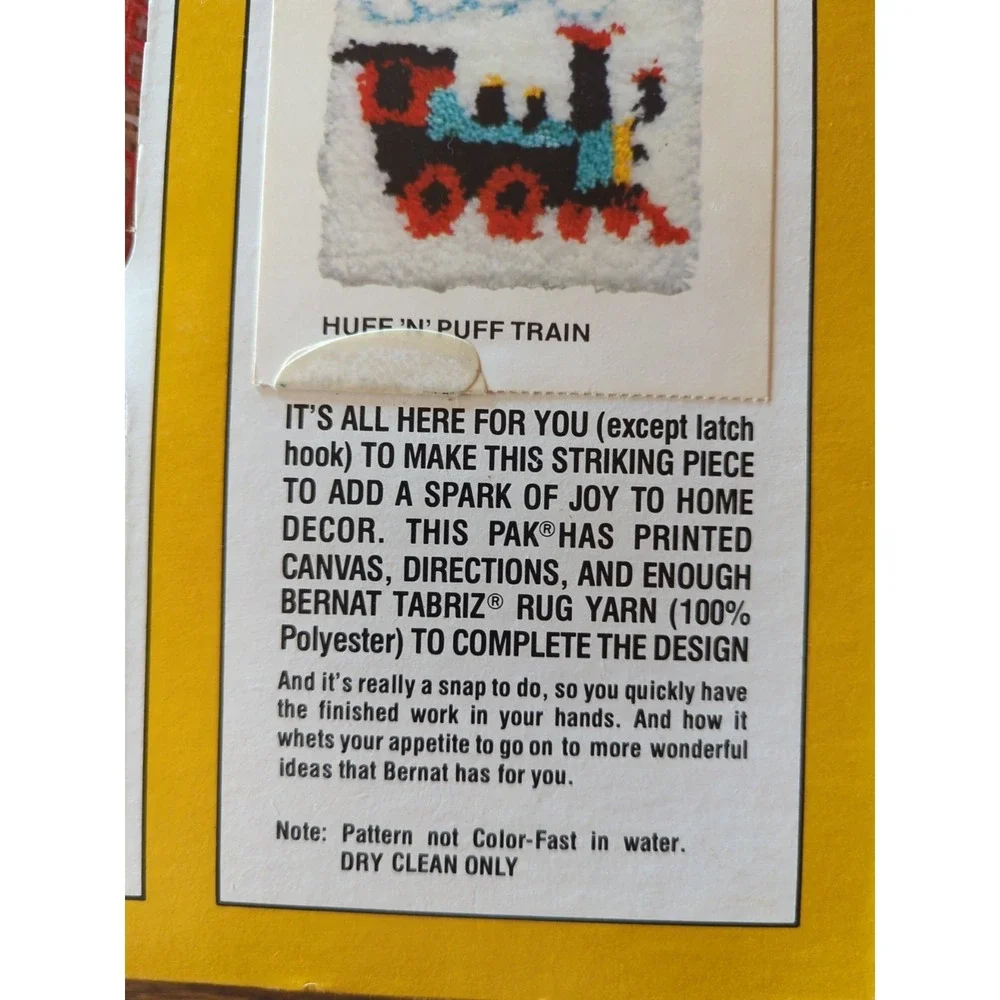 Vintage‎ New BERNAT RUG ART KIT Huff 'N' Puff Train 12 X 12